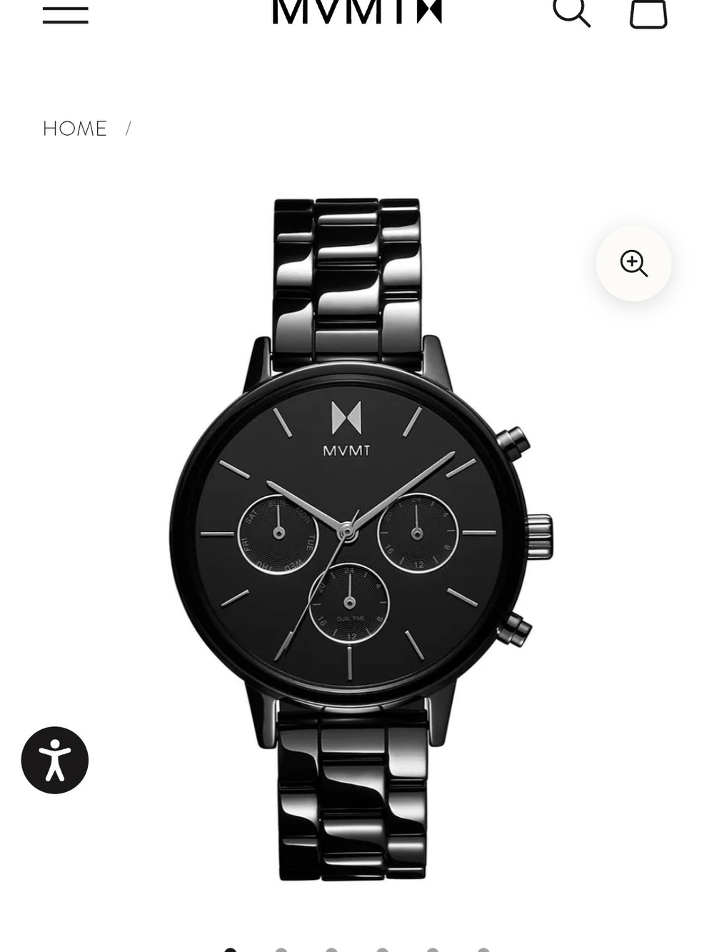NeW MVMT Nova All-Black Ceramic Stainless Chronograph Watch 38mm
